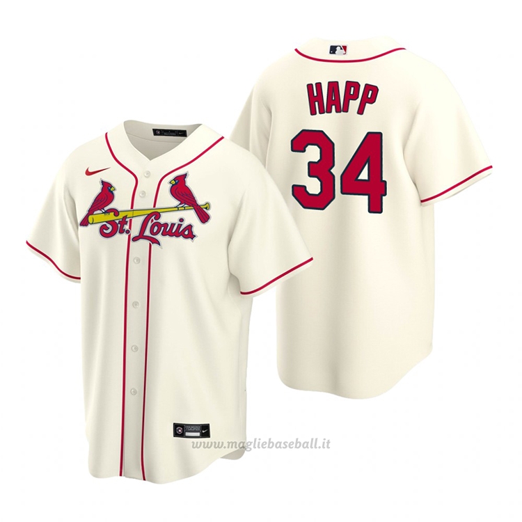 Maglia Baseball Uomo St. Louis Cardinals J.a. Happ Replica Alternato Crema